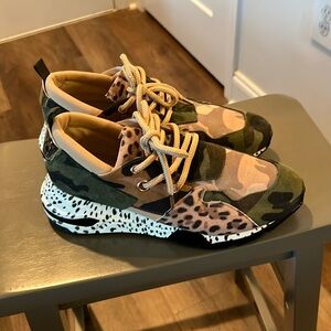 Steve Madden “Cliff” Camo Leopard Print Platform Sneakers